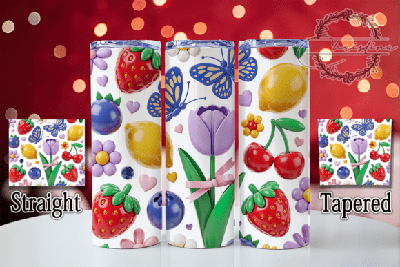 3D Colorful Fruit Floral Tumbler