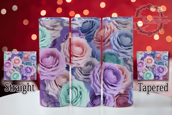 3D Colorful Vibrant Rose Tumbler
