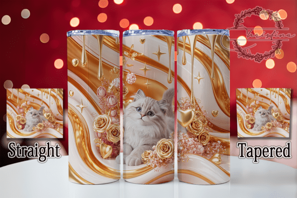 3D Floral Cat Tumbler: Elevate Your Design Assets