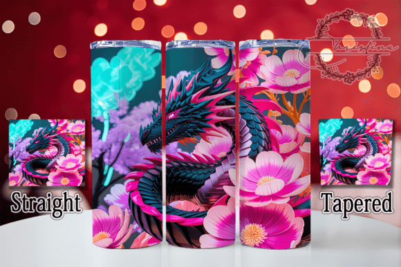 3D Floral Fantasy Dragon Tumbler: A Digital Design for Creative Drinkware