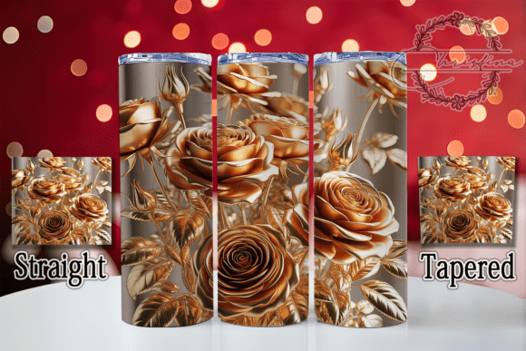 3D Gold Floral Luxury Tumbler