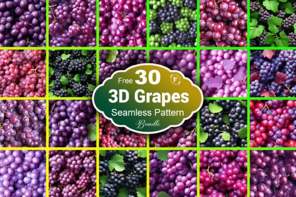 3D Grapes Seamless Pattern