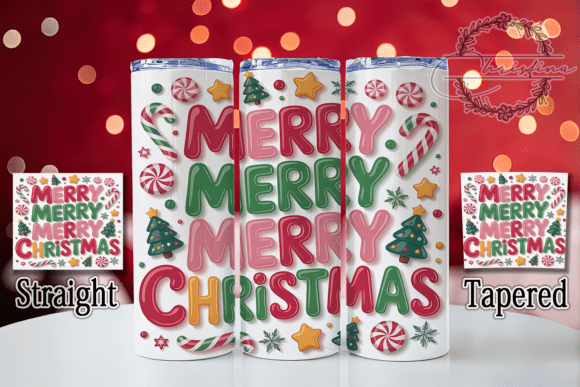 3D Merry Christmas Candy Cane Tumbler