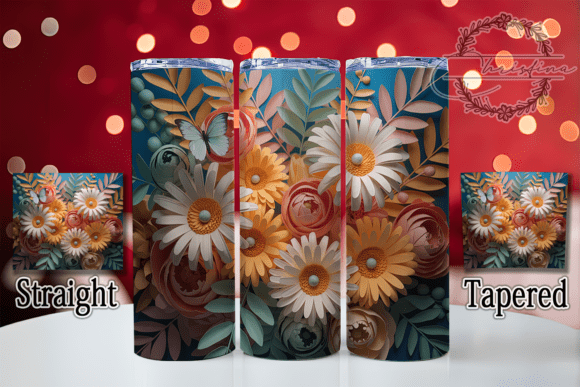 3D Orange Butterfly Floral Tumbler