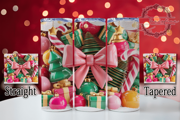 3D Pink Christmas Tree Tumbler