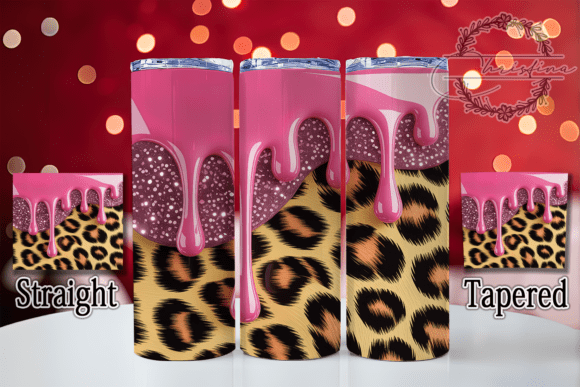 3D Pink Glitter Leopard Tumbler