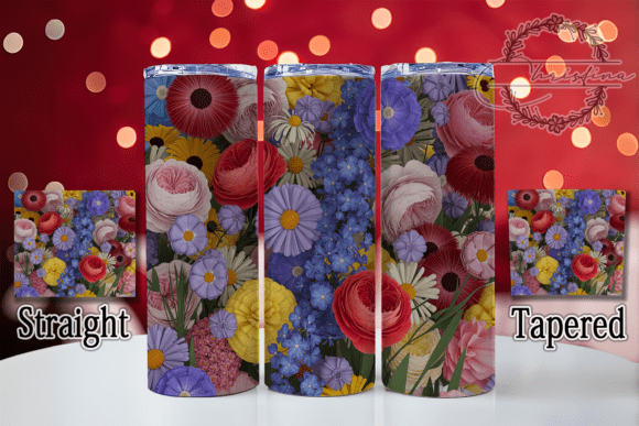 3D Rainbow Floral Tumbler