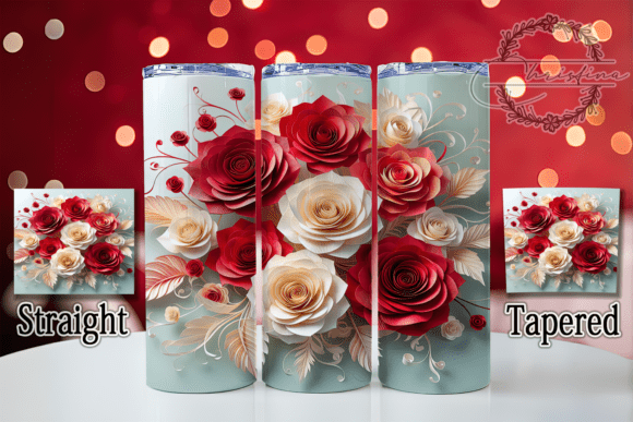 3D Red Rose Tumbler