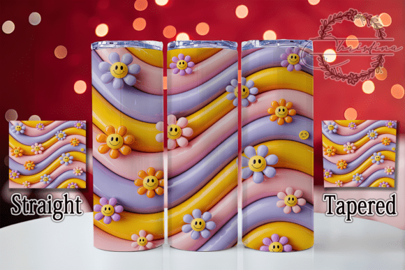 3D Retro Floral Tumbler Design