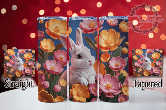 3D Spring Floral Bunny Tumbler