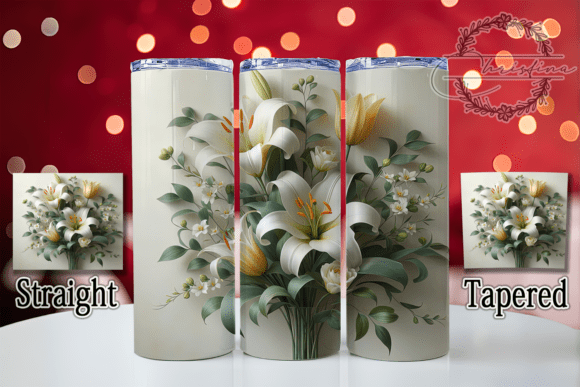 3D White Lily Floral Tumbler — A Vibrant Addition to Your Drinkware Projects