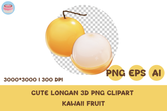 Cute Longan 3D PNG Clipart Kawaii: A Versatile Design Element for Creative Projects