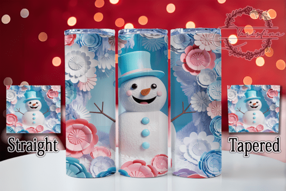Elegant 3D Floral Christmas Snowman Design