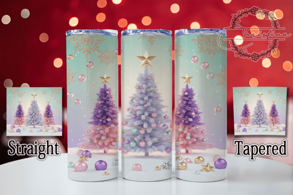 Elegant 3D Pastel Christmas Tree Tumbler Design
