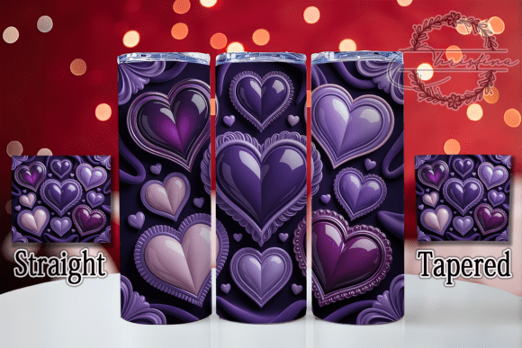 Transform Your Drinkware Projects with the 3D Glitter Purple Hearts Tumbler Design